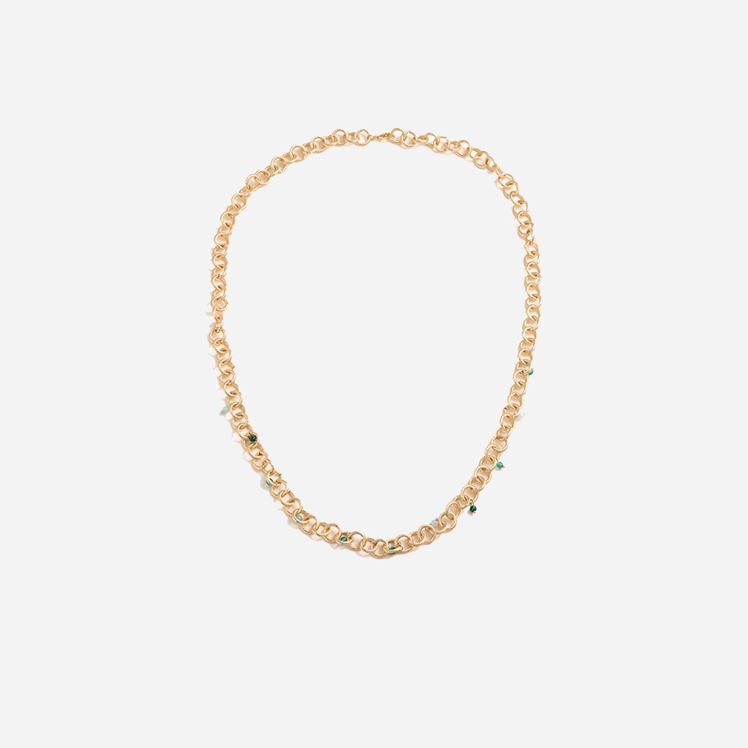 Gold Heart Shape Stone Bead Pendant NecklaceNecklaceBeach Rose Co.
