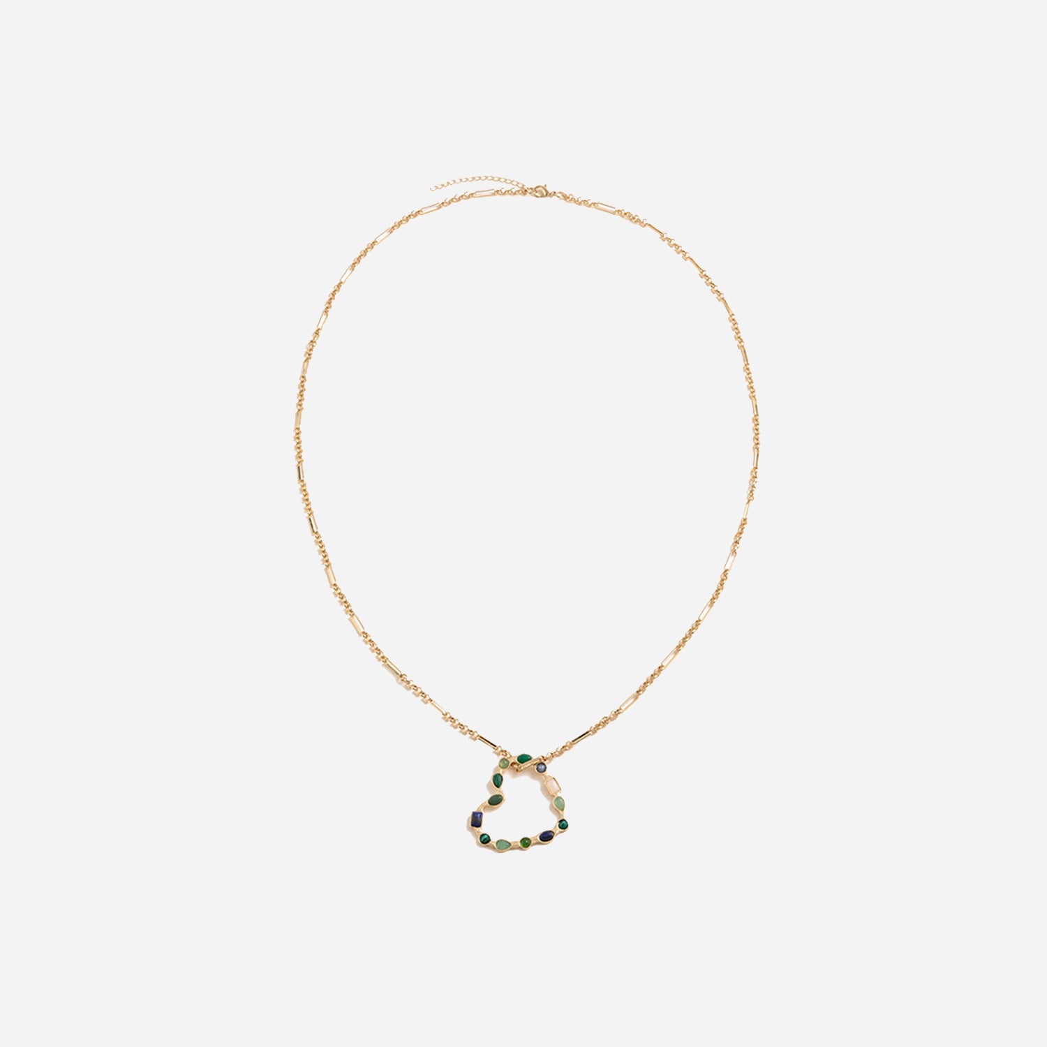 Gold Heart Shape Stone Bead Pendant NecklaceNecklaceBeach Rose Co.
