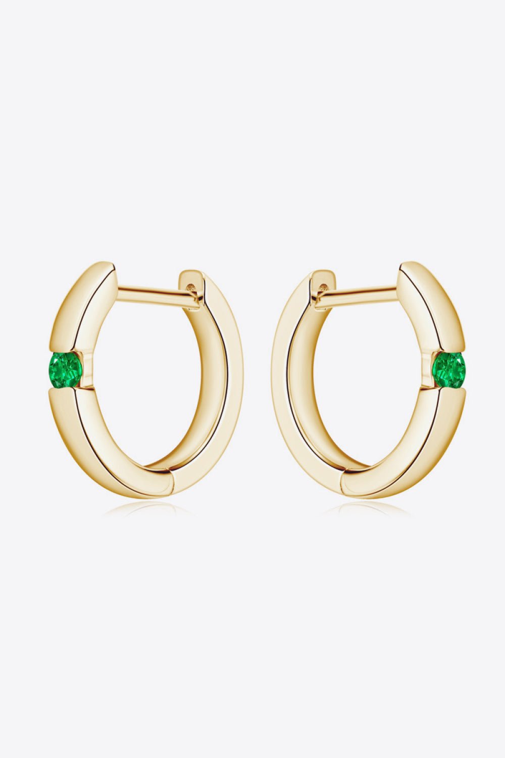 Gold Inlaid Lab-Grown Emerald Huggie EarringsEarringsBeach Rose Co.