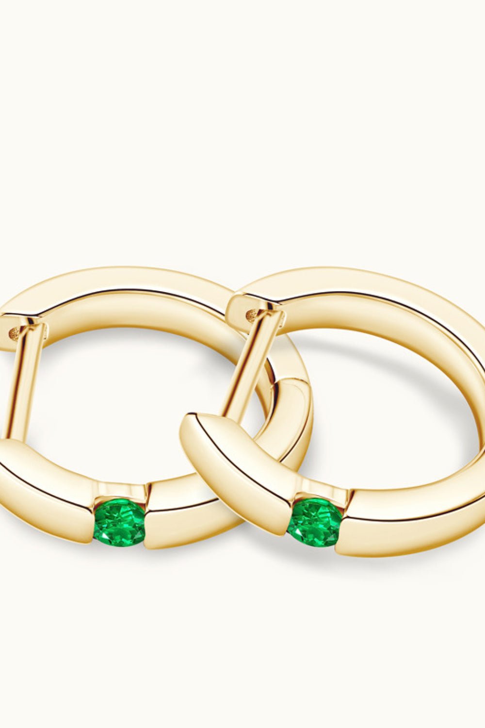 Gold Inlaid Lab-Grown Emerald Huggie EarringsEarringsBeach Rose Co.