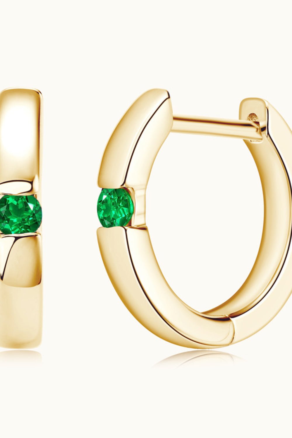 Gold Inlaid Lab-Grown Emerald Huggie EarringsEarringsBeach Rose Co.