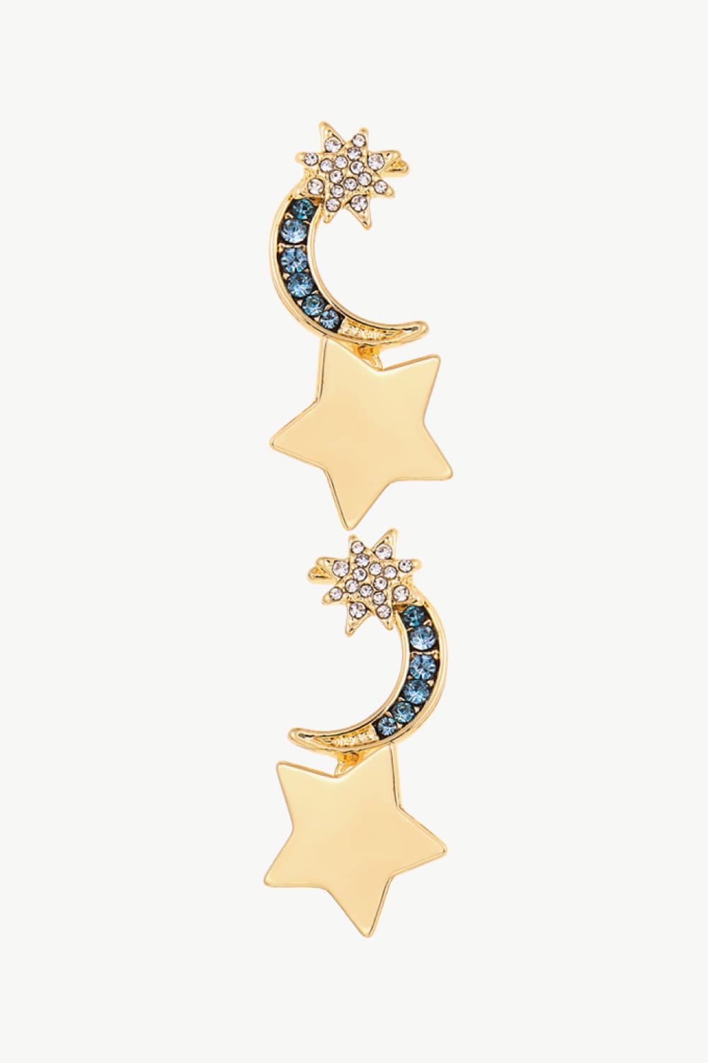 Gold Inlaid Rhinestone Star and Moon Drop EarringsEarringsBeach Rose Co.