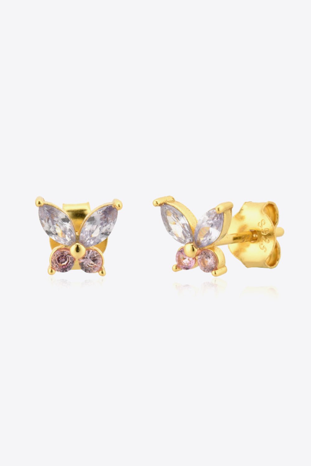 Gold Inlaid Zircon Butterfly Stud EarringsEarringsBeach Rose Co.