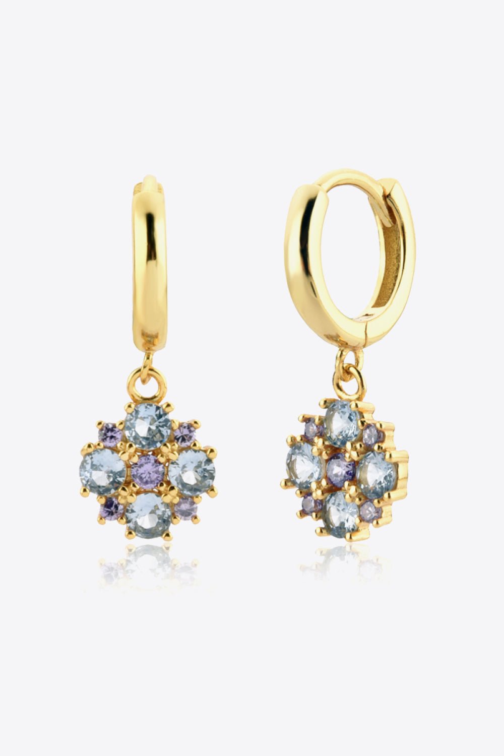 Gold Inlaid Zircon Flower Drop EarringsEarringsBeach Rose Co.