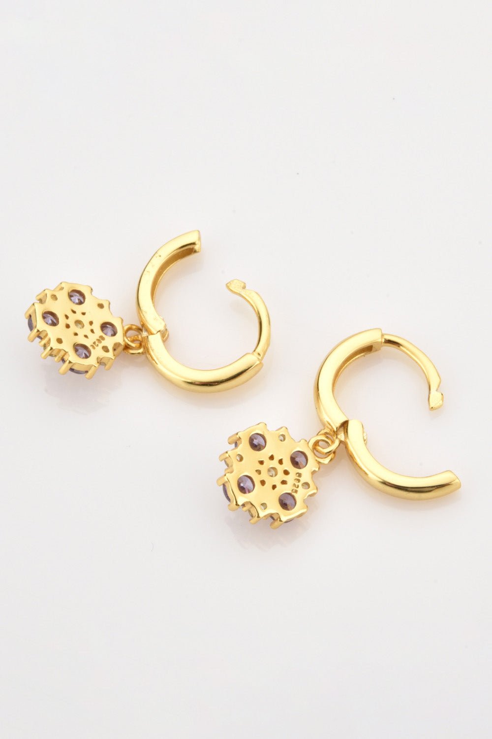 Gold Inlaid Zircon Flower Drop EarringsEarringsBeach Rose Co.