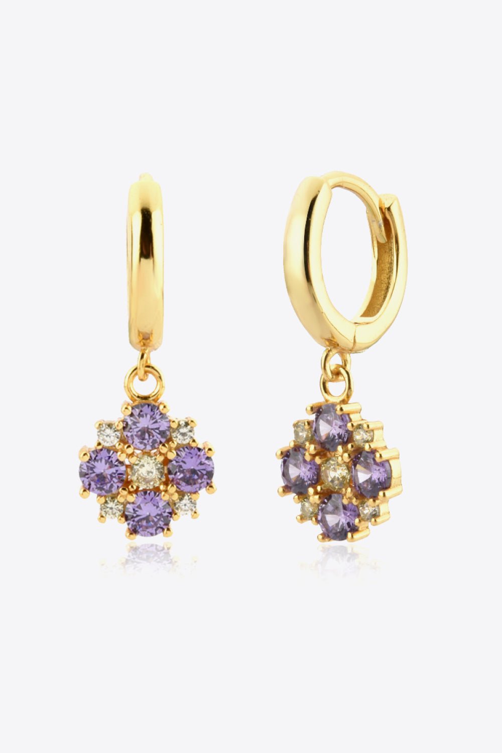 Gold Inlaid Zircon Flower Drop EarringsEarringsBeach Rose Co.