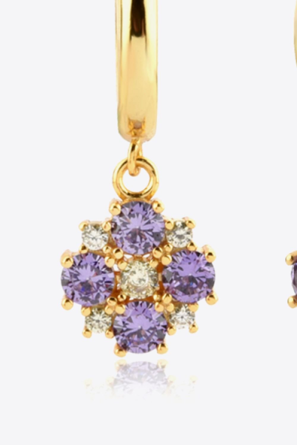 Gold Inlaid Zircon Flower Drop EarringsEarringsBeach Rose Co.