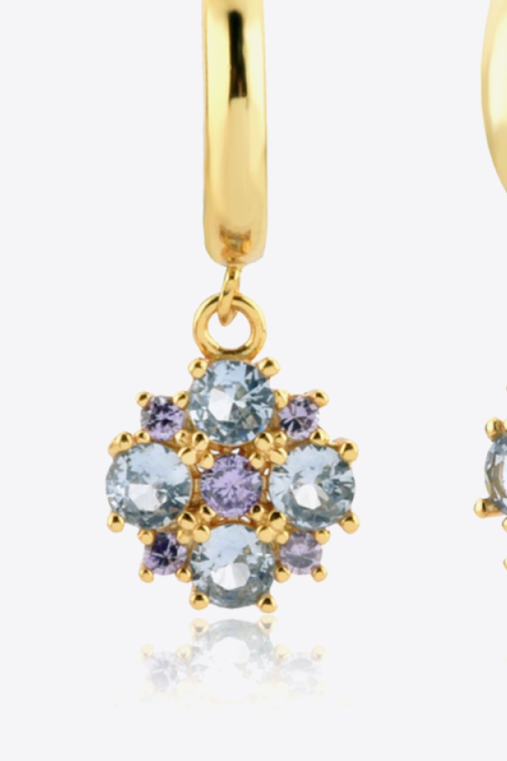 Gold Inlaid Zircon Flower Drop EarringsEarringsBeach Rose Co.