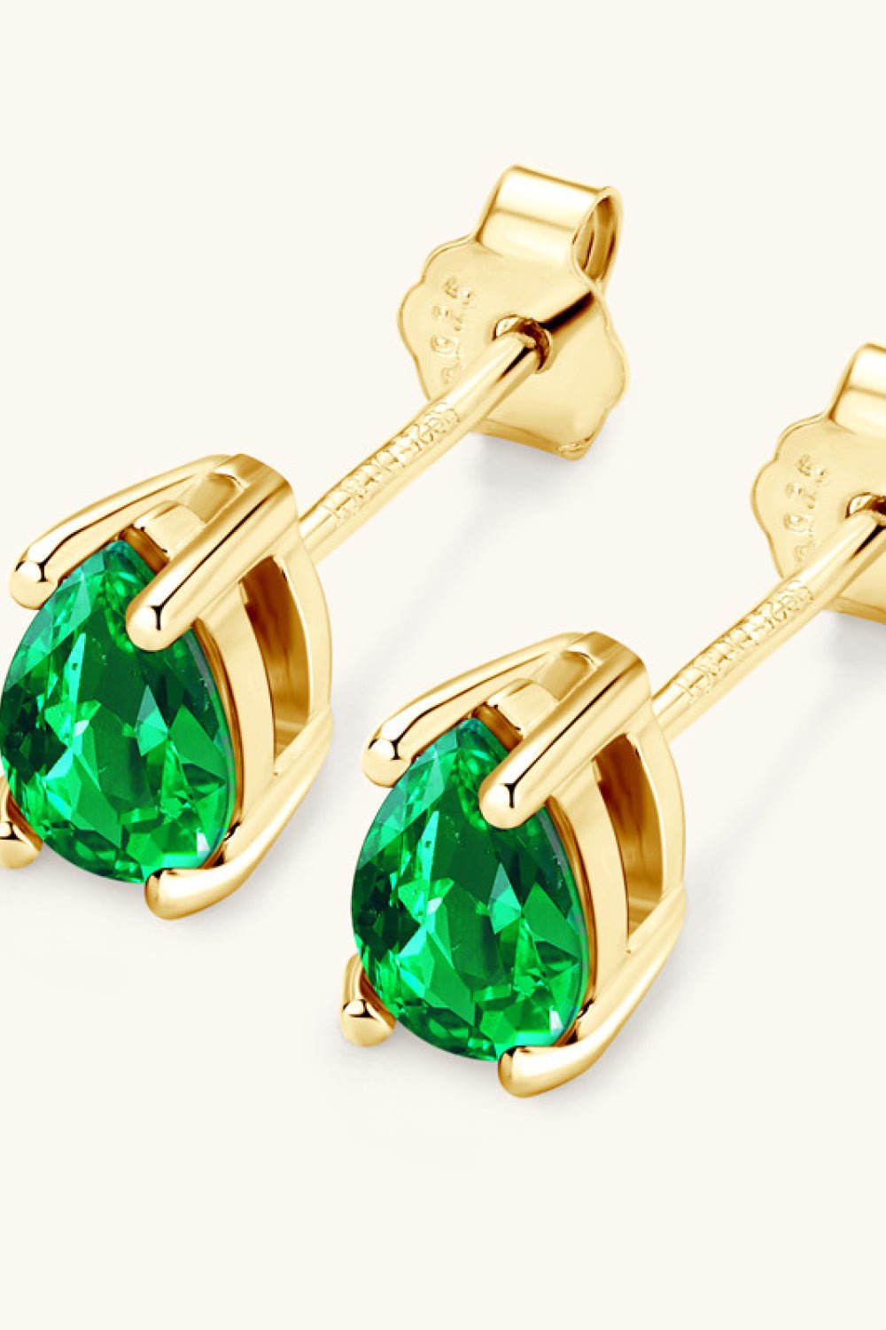 Gold Pear-Shaped Lab-Grown Emerald Stud EarringsEarringsBeach Rose Co.