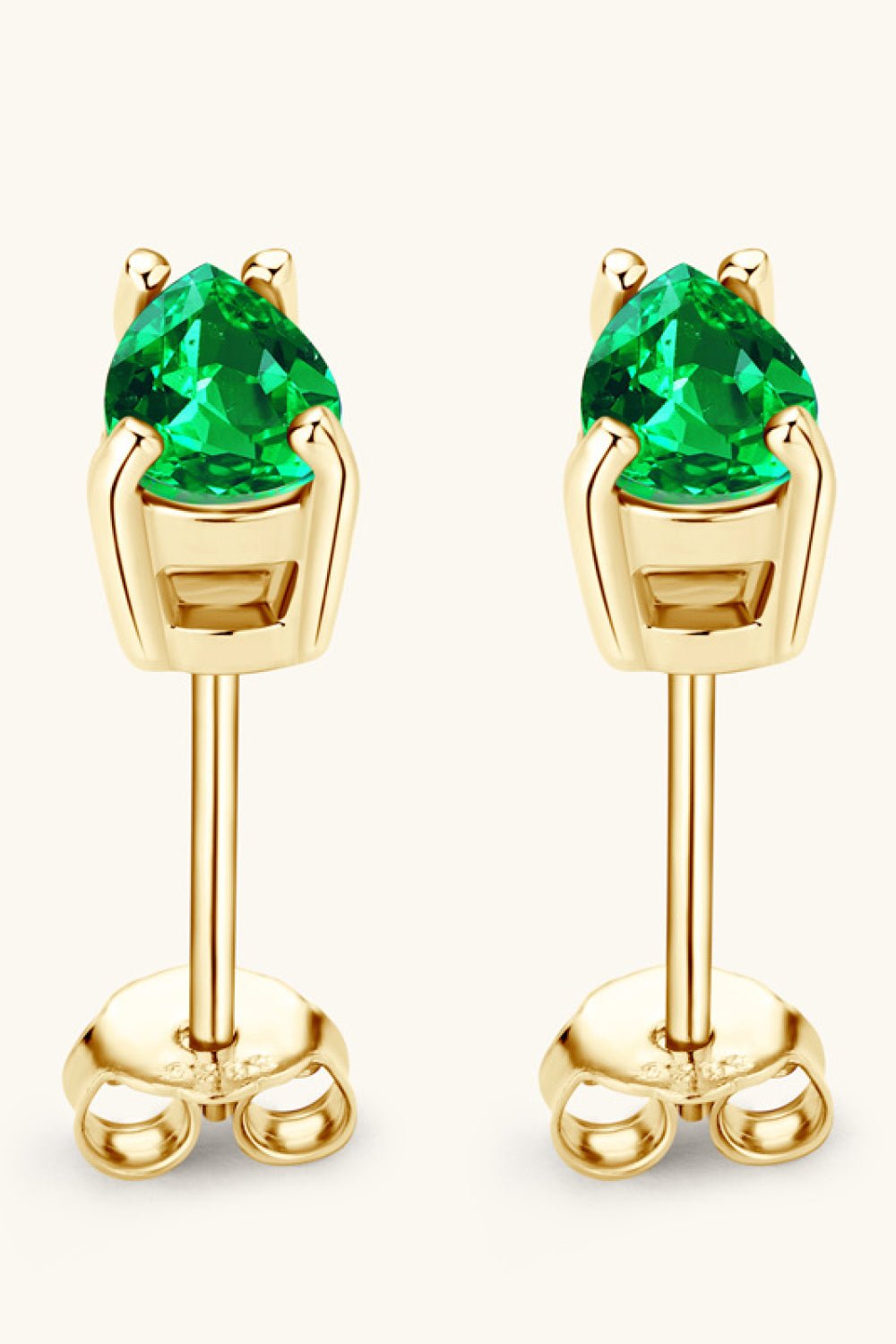 Gold Pear-Shaped Lab-Grown Emerald Stud EarringsEarringsBeach Rose Co.