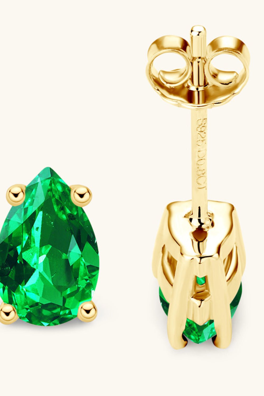 Gold Pear-Shaped Lab-Grown Emerald Stud EarringsEarringsBeach Rose Co.