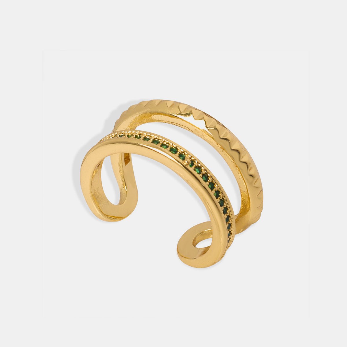 Gold-Plated Czech Glass Double-Layered RingRingBeach Rose Co.