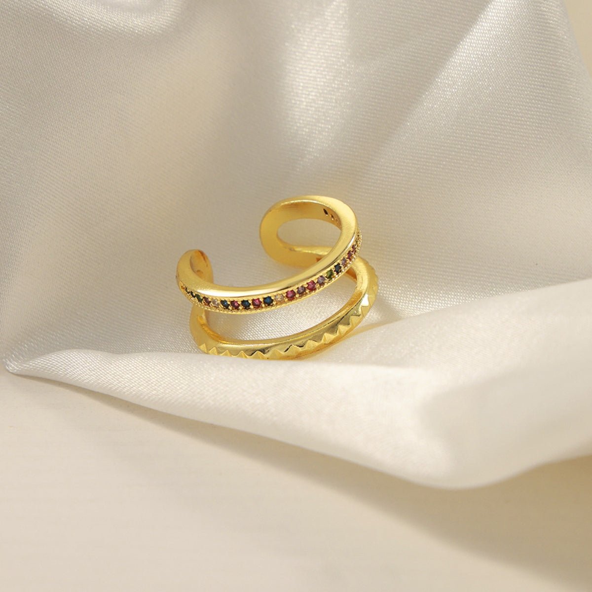 Gold-Plated Czech Glass Double-Layered RingRingBeach Rose Co.