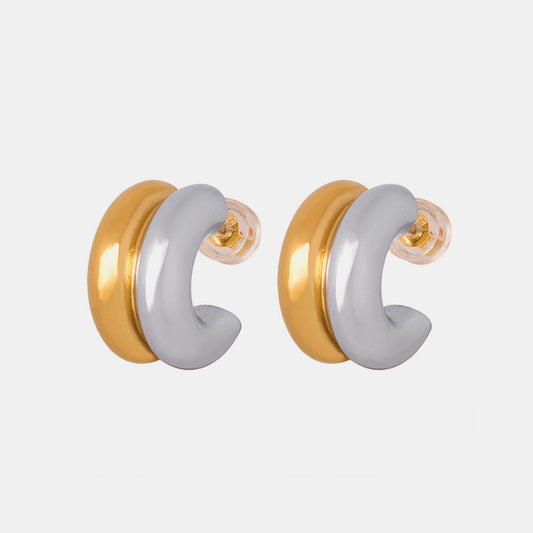 Gold & Silver Double C - Hoop EarringsEarringsBeach Rose Co.