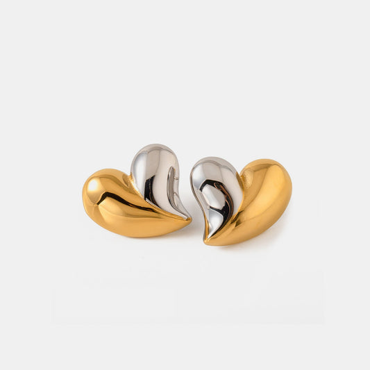 Gold & Silver Heart Shape Stud EarringsEarringsBeach Rose Co.