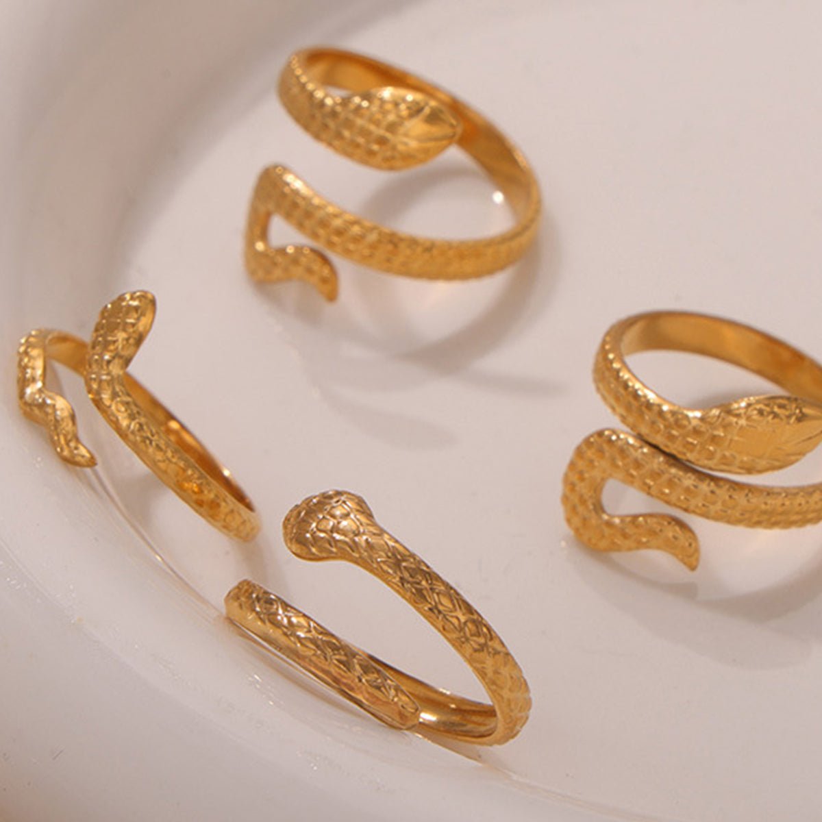 Gold Snake Shape Bypass RingringBeach Rose Co.