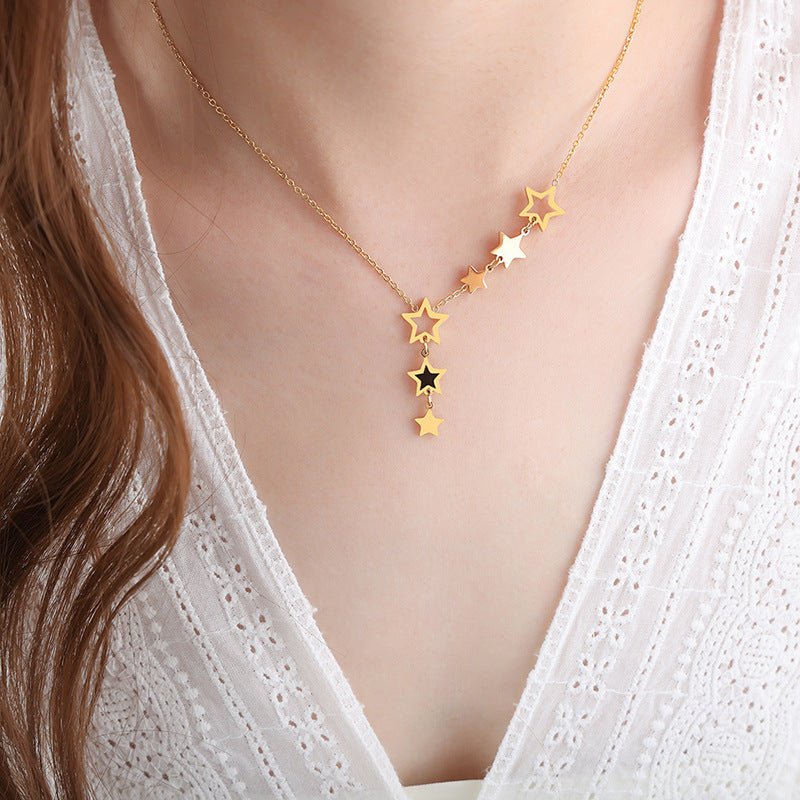 Gold Star Charms Lariat NecklaceNecklaceBeach Rose Co.