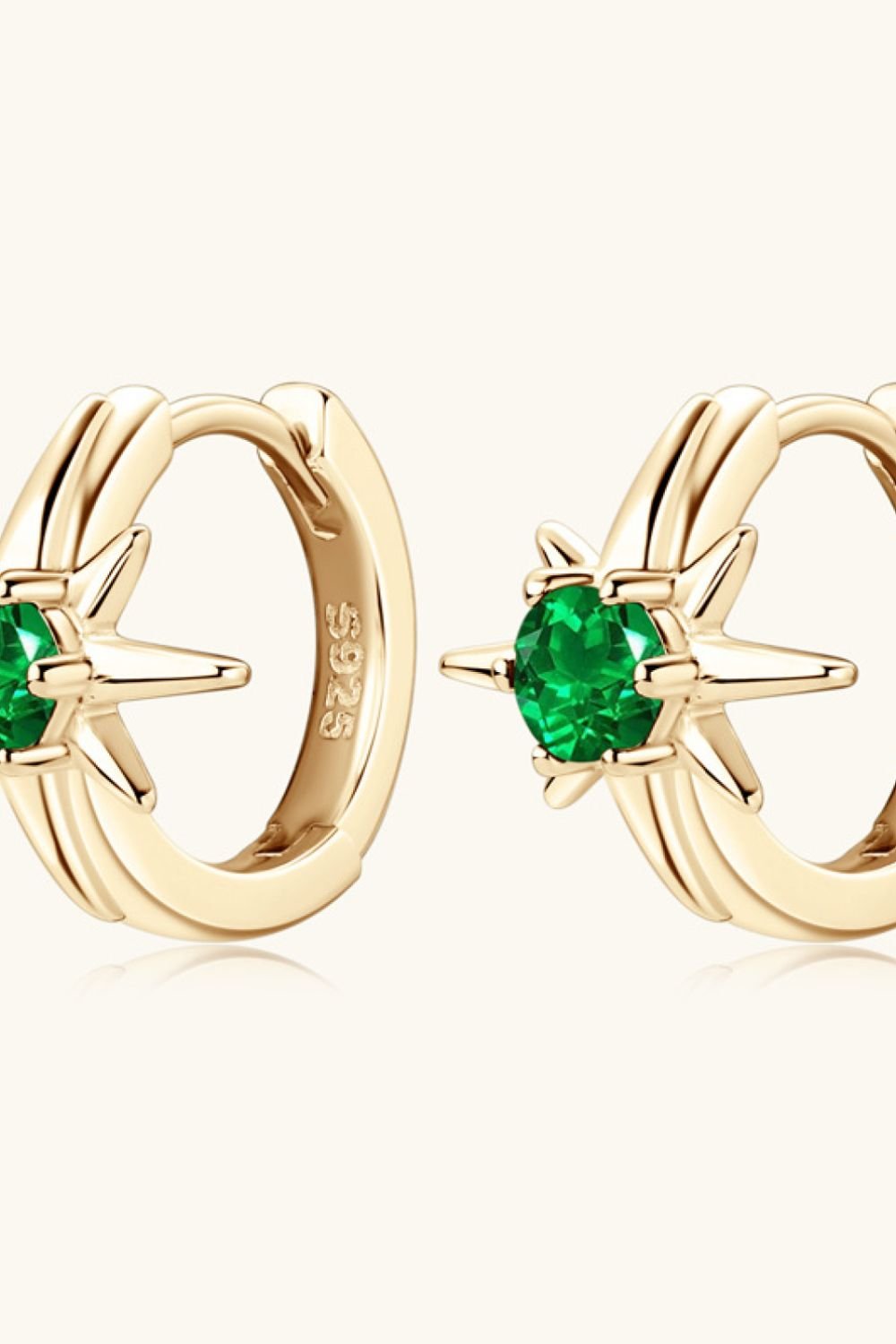Gold Star Lab-Grown Emerald Huggie EarringsEarringsBeach Rose Co.