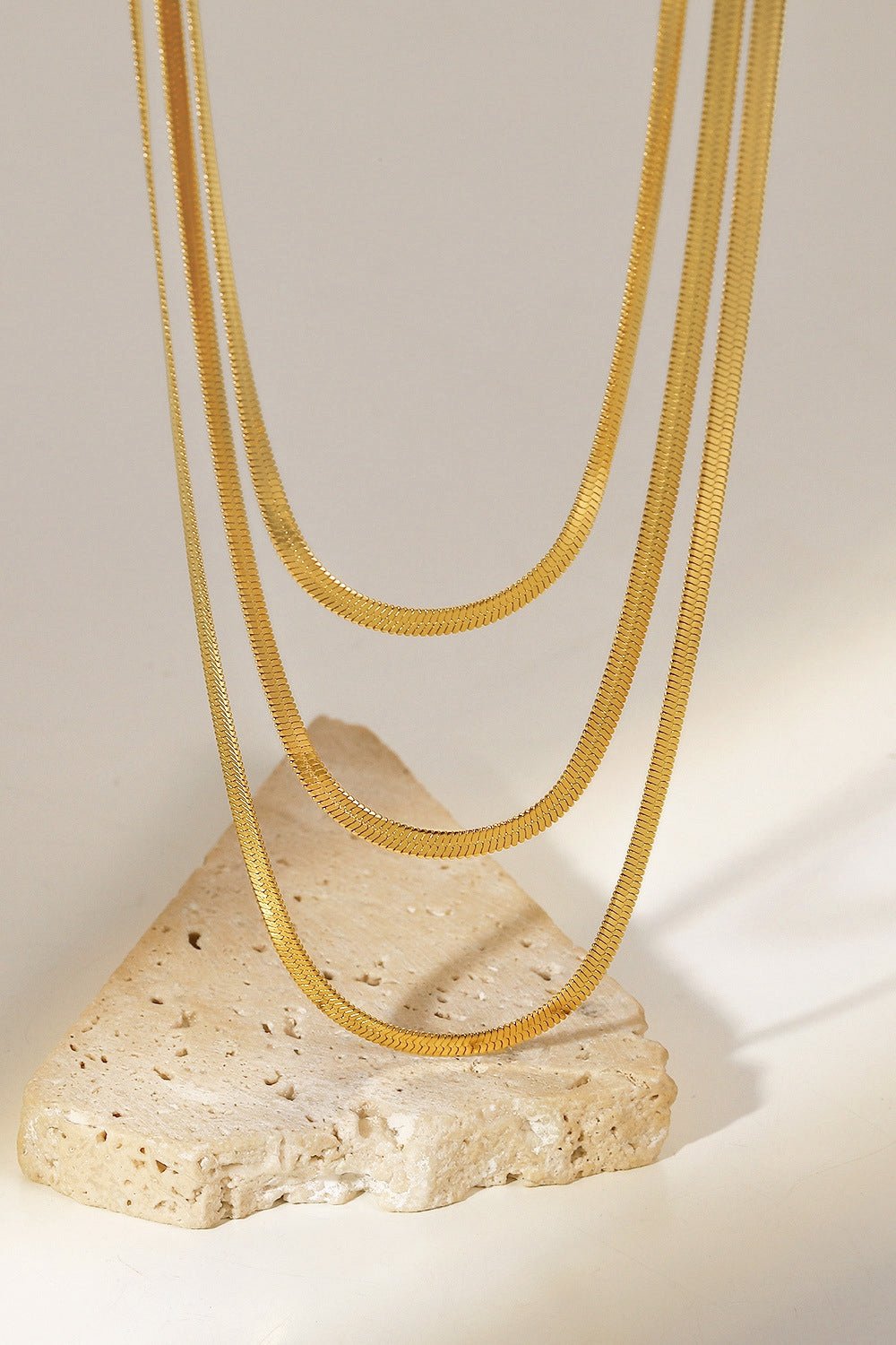 Gold Triple-Layered Snake Chain NecklaceNecklaceBeach Rose Co.