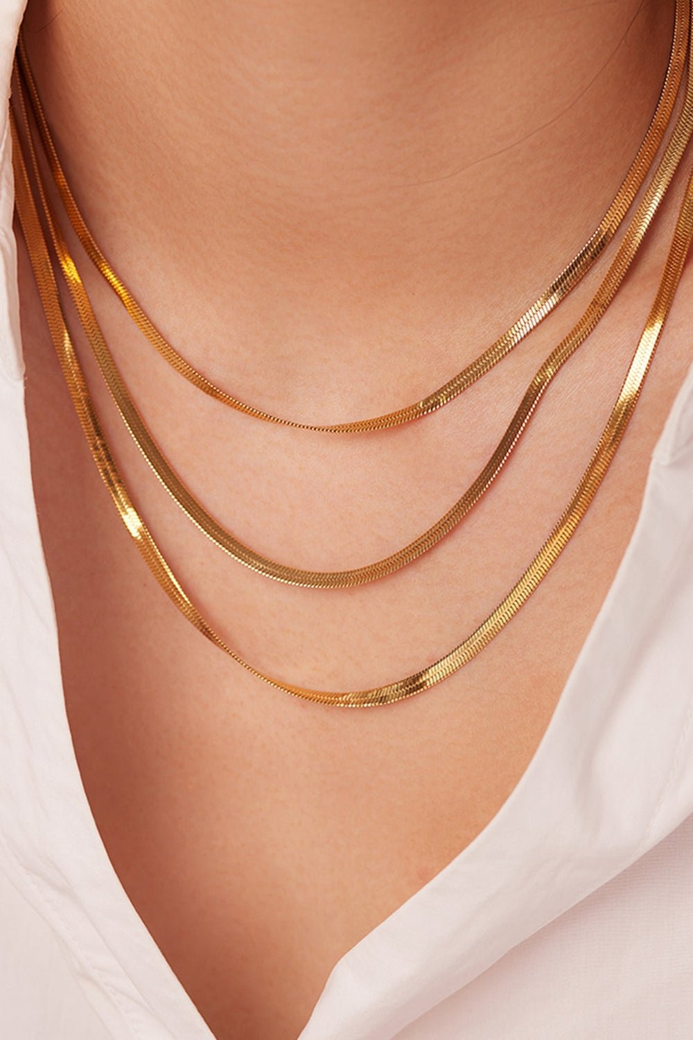 Gold Triple-Layered Snake Chain NecklaceNecklaceBeach Rose Co.