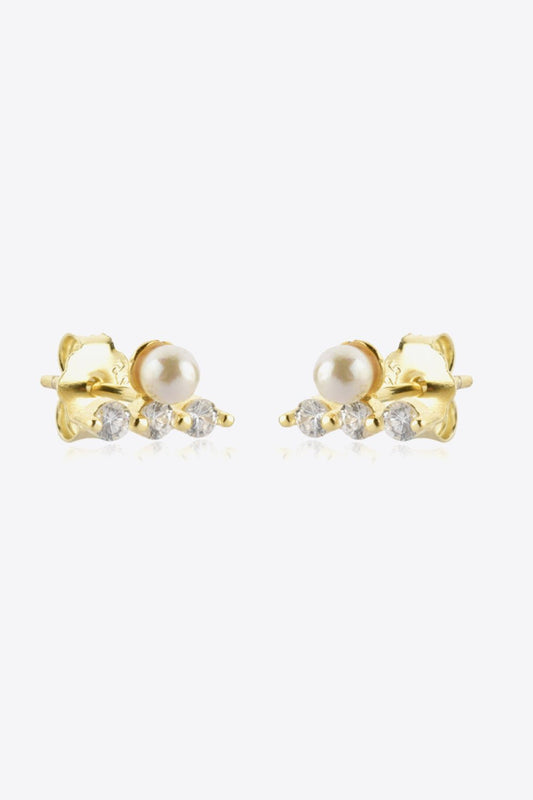 Gold Zircon and Pearl Stud EarringsEarringsBeach Rose Co.