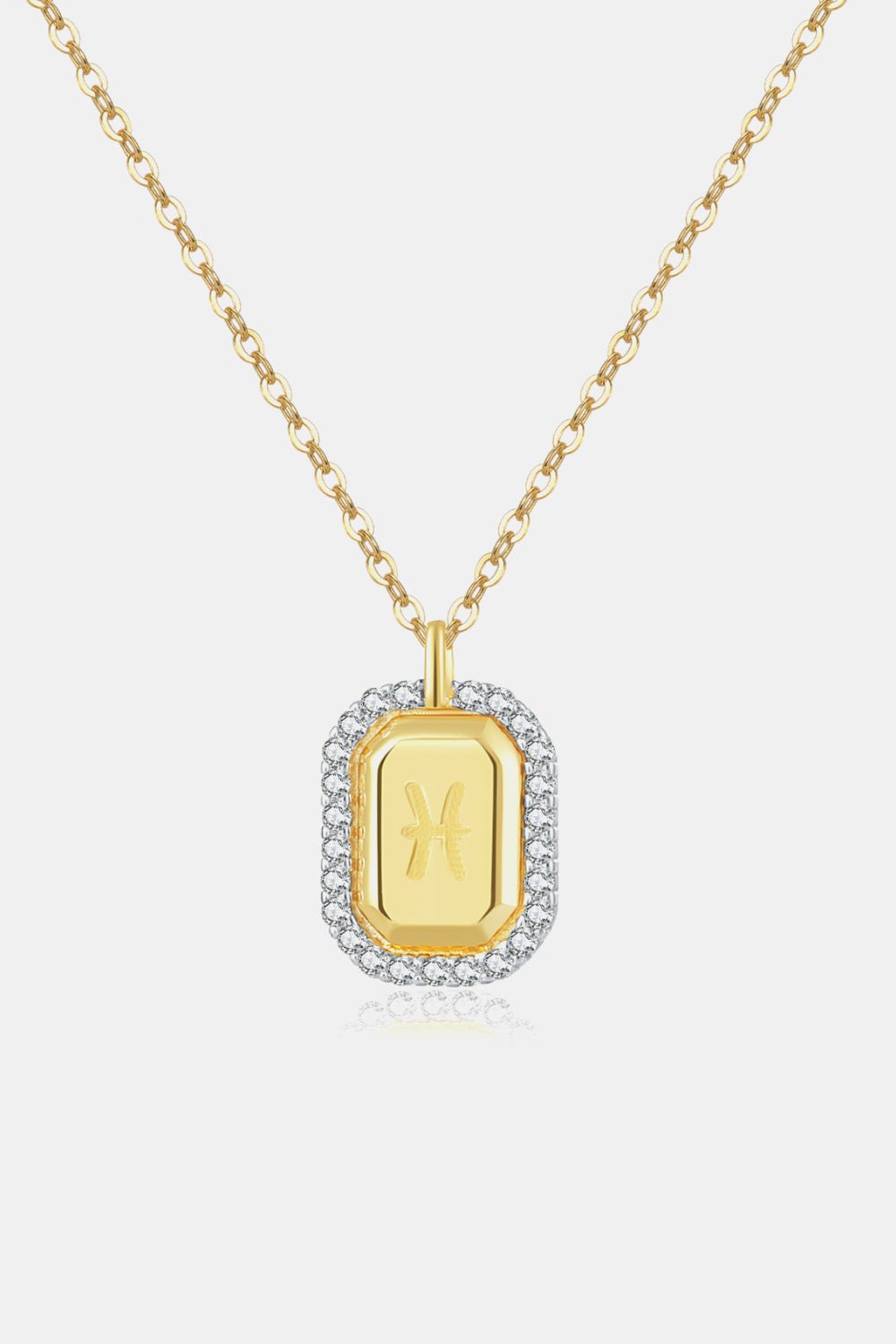 Gold Zircon Art Deco Zodiac Pendant NecklaceNecklaceBeach Rose Co.