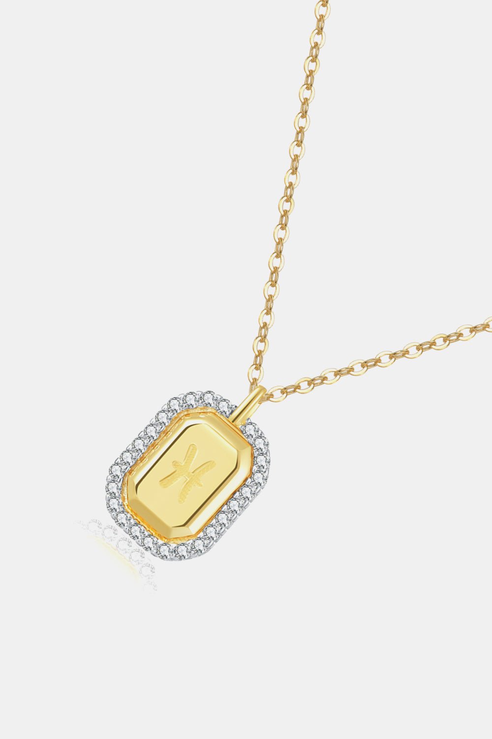 Gold Zircon Art Deco Zodiac Pendant NecklaceNecklaceBeach Rose Co.