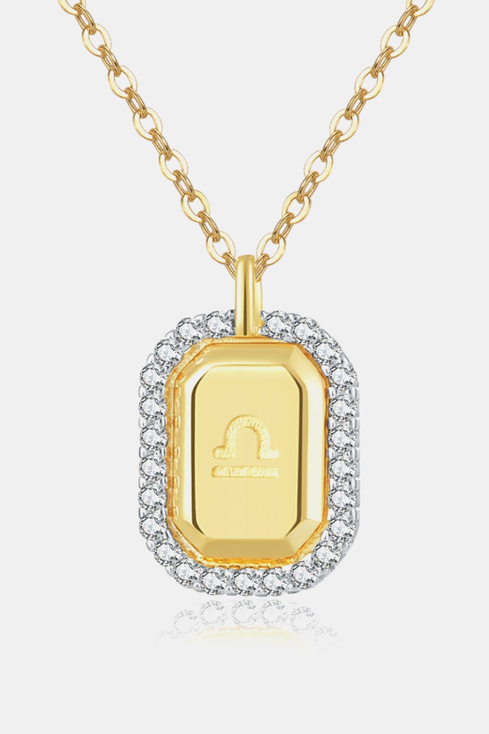 Gold Zircon Art Deco Zodiac Pendant NecklaceNecklaceBeach Rose Co.