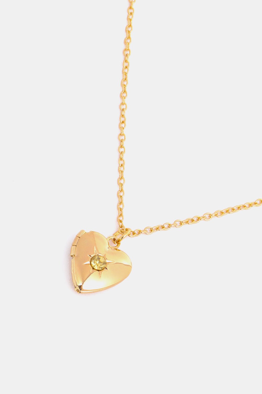 Gold Zircon Birthstone Heart Locket Pendant NecklaceNecklaceBeach Rose Co.