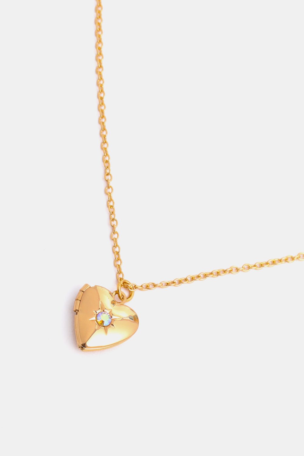 Gold Zircon Birthstone Heart Locket Pendant NecklaceNecklaceBeach Rose Co.