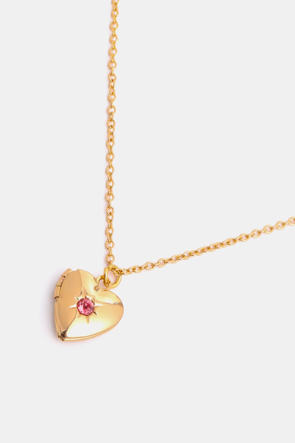 Gold Zircon Birthstone Heart Locket Pendant NecklaceNecklaceBeach Rose Co.