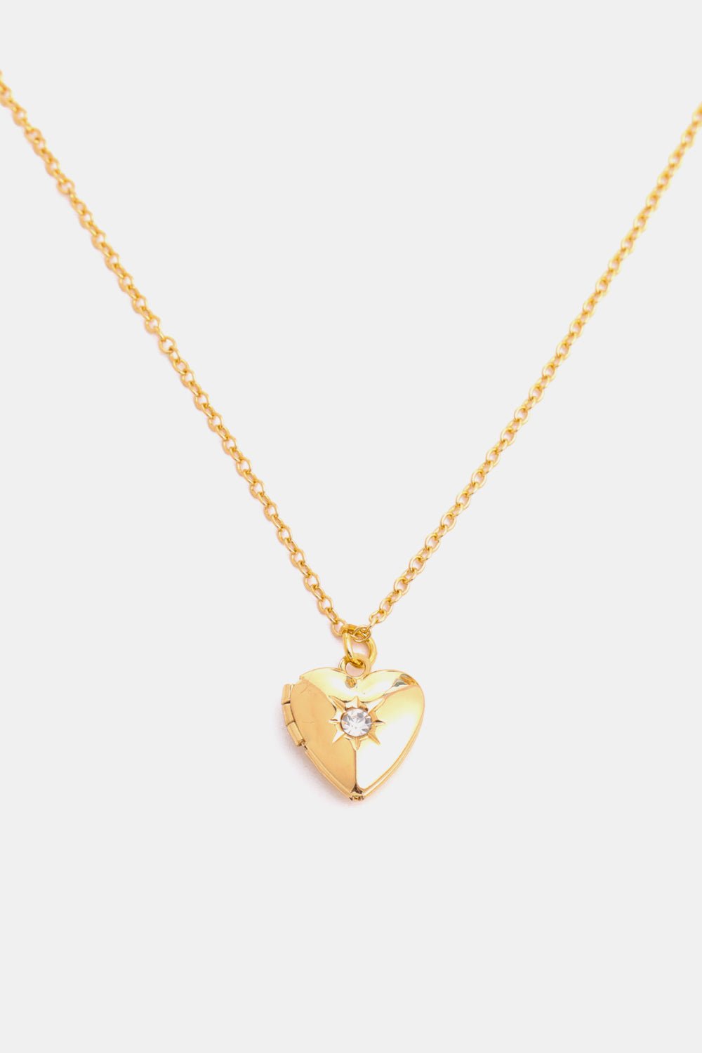 Gold Zircon Birthstone Heart Locket Pendant NecklaceNecklaceBeach Rose Co.