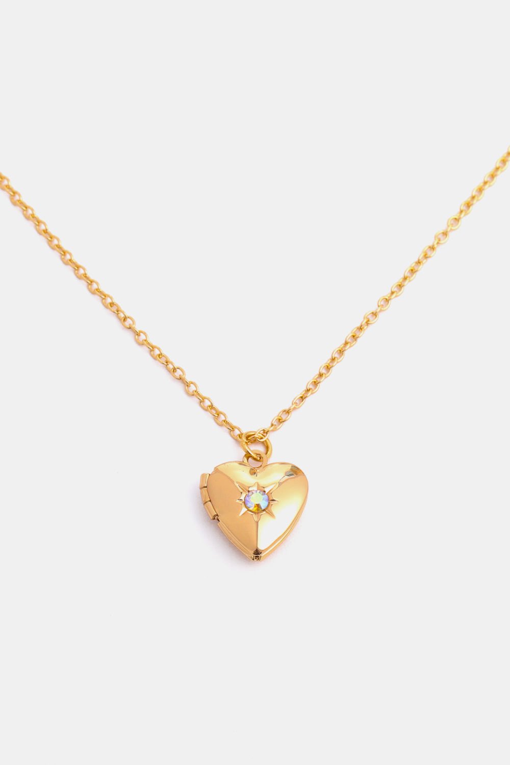 Gold Zircon Birthstone Heart Locket Pendant NecklaceNecklaceBeach Rose Co.