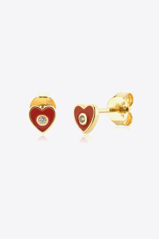 Gold Zircon Heart Stud EarringsEarringsBeach Rose Co.