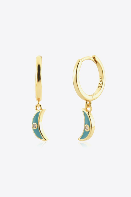 Gold Zircon Moon Drop Huggie EarringsEarringsBeach Rose Co.