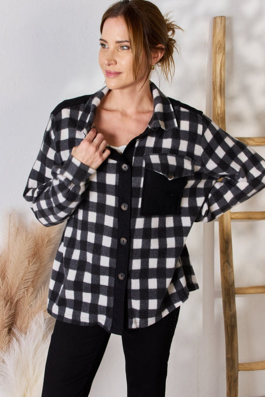 Hailey & Co - Black Plaid Button Up Jacket