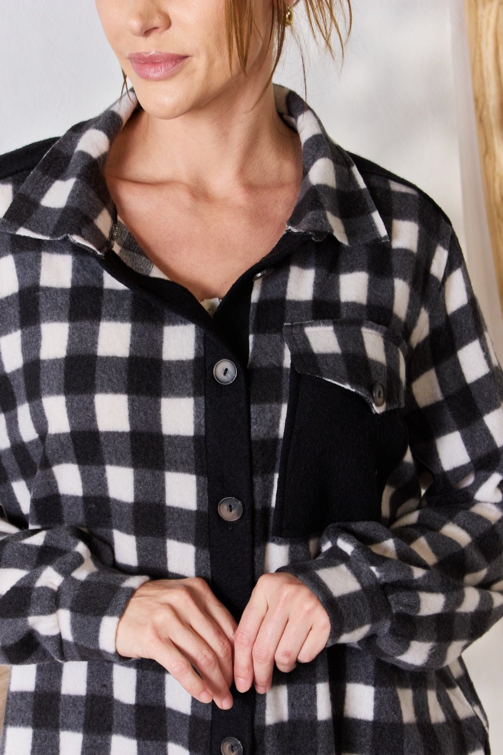 Hailey & Co - Black Plaid Button Up Jacket