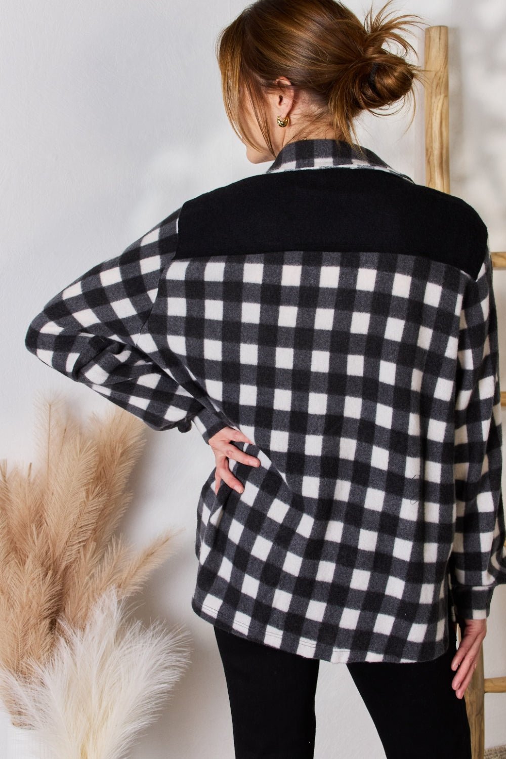 Hailey & Co - Black Plaid Button Up Jacket