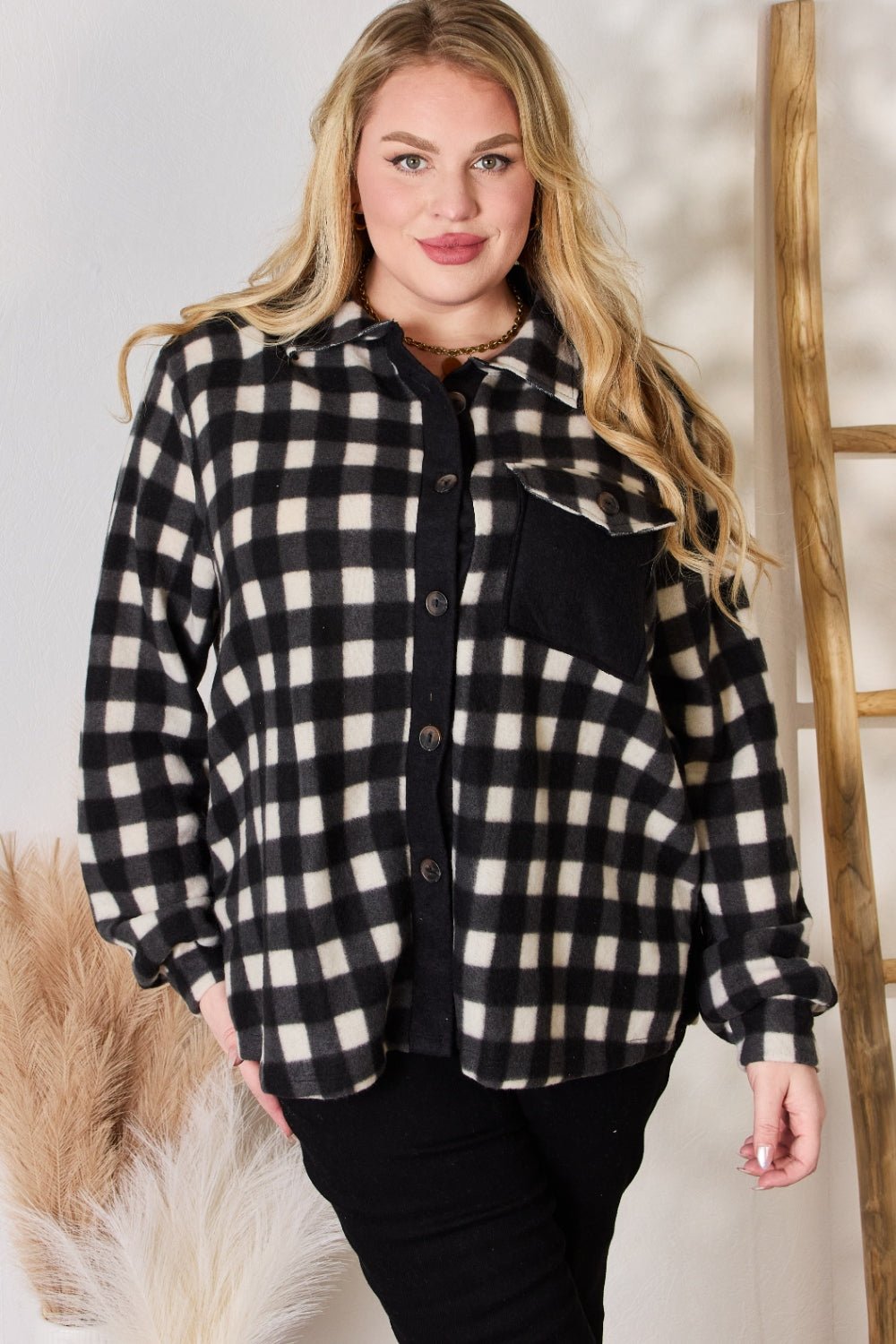 Hailey & Co - Black Plaid Button Up Jacket