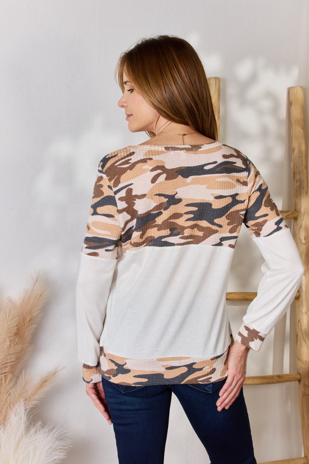 Hailey & Co - Camo Printed Blouse in Ivory