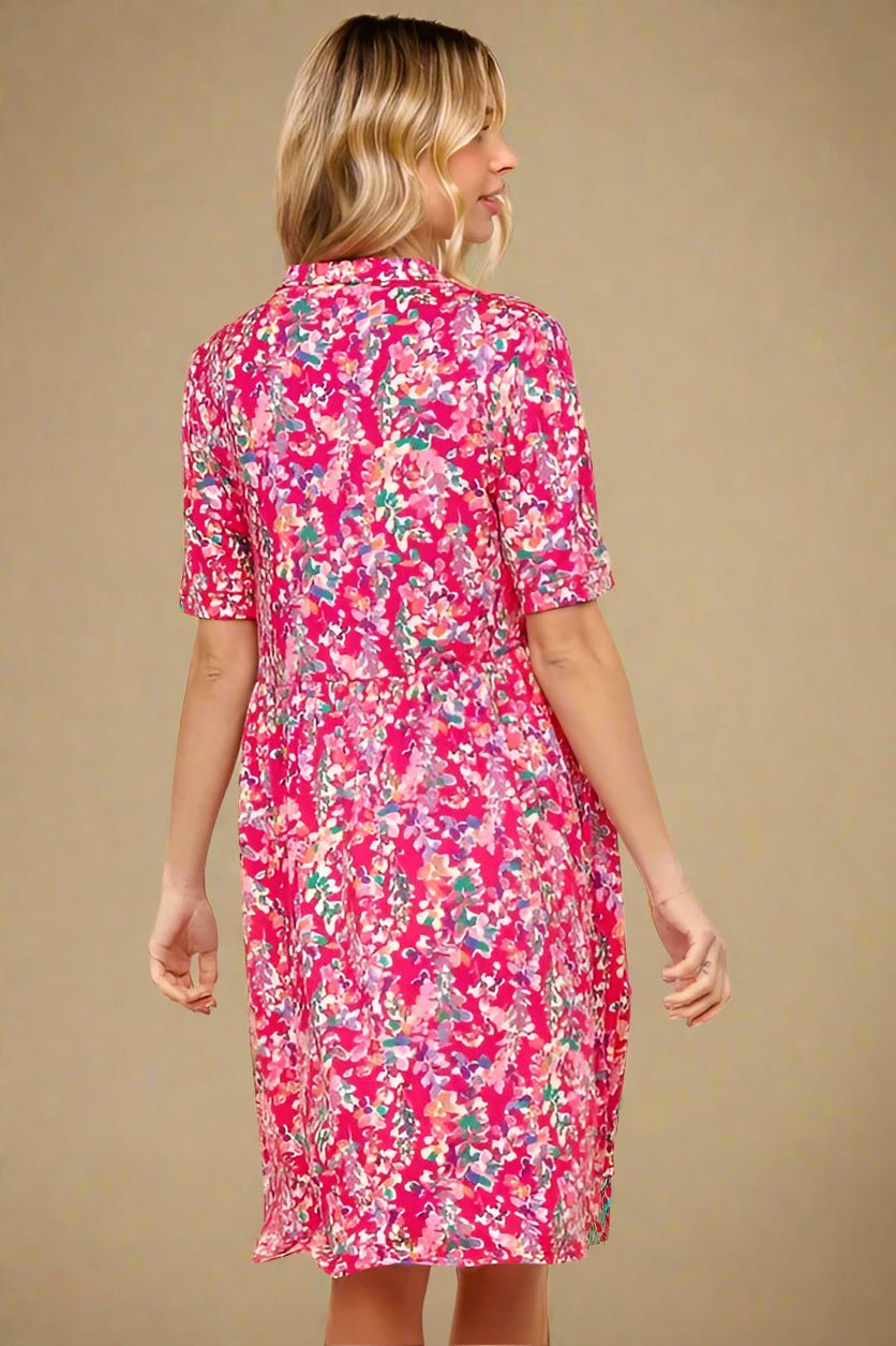 Haptics - Fuchsia Wildflower Collared Mini Dress