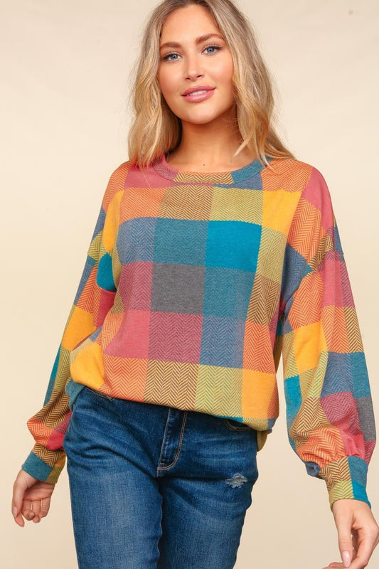 Haptics - Multicolor Contrast Plaid Sweater