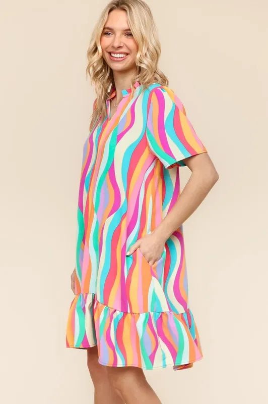 Haptics - Rainbow Swirl Ruffle Mini Dress