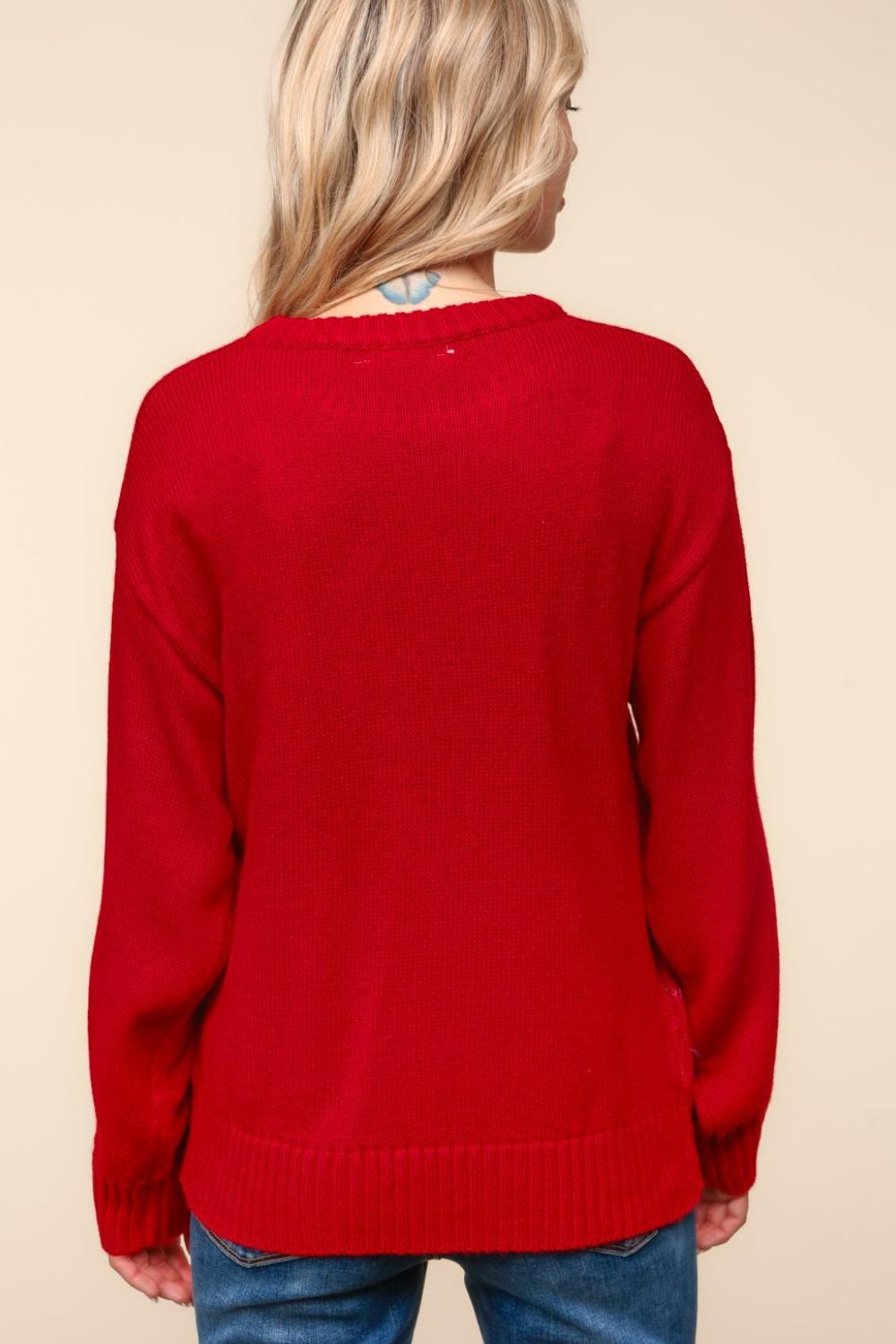 Haptics - Red Santa Sparkle Brushed Sweater