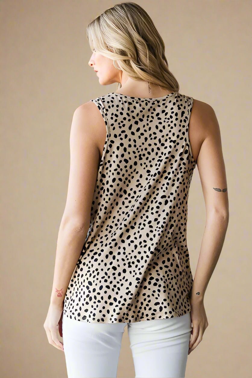 Heimish - Black & Khaki Animal Print Sleeveless Top