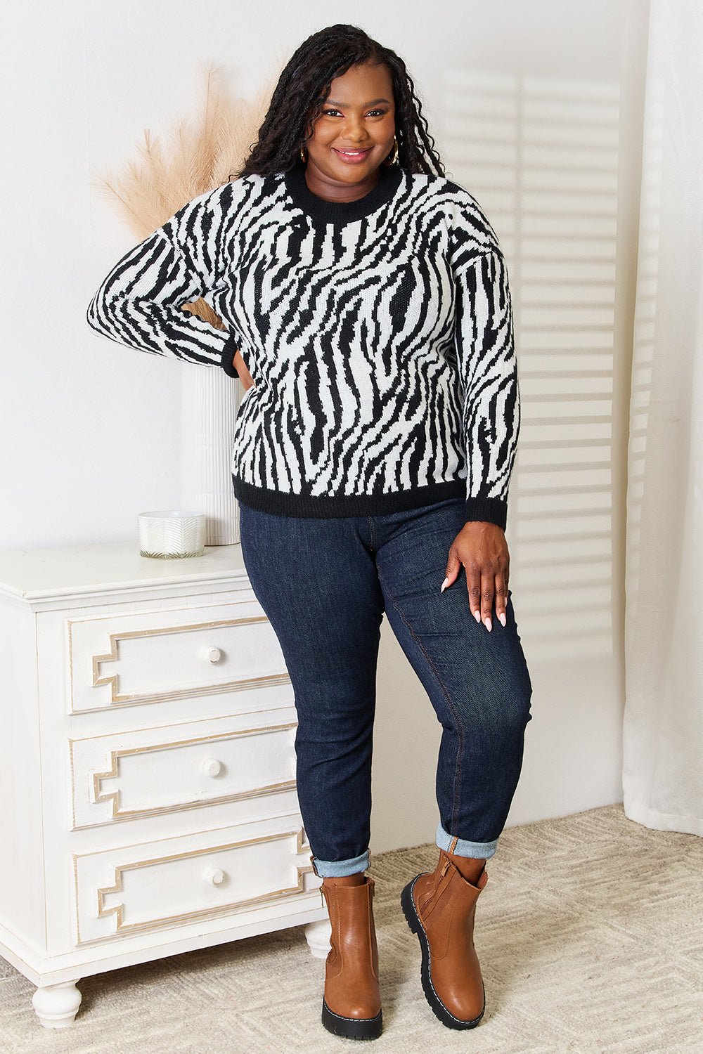 Heimish - Black & White Zebra Print Sweater