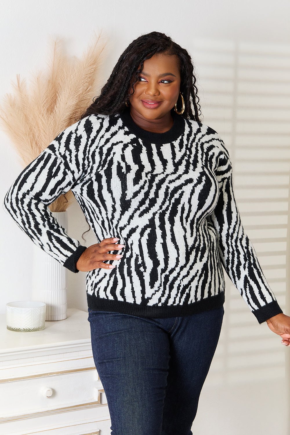 Heimish - Black & White Zebra Print Sweater