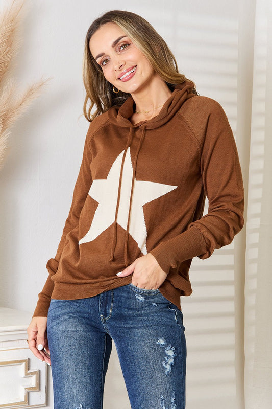 Heimish - Brown Star Graphic Hooded Sweater