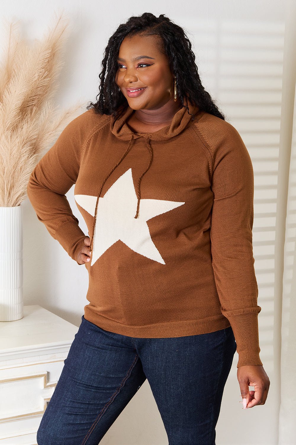 Heimish - Brown Star Graphic Hooded Sweater