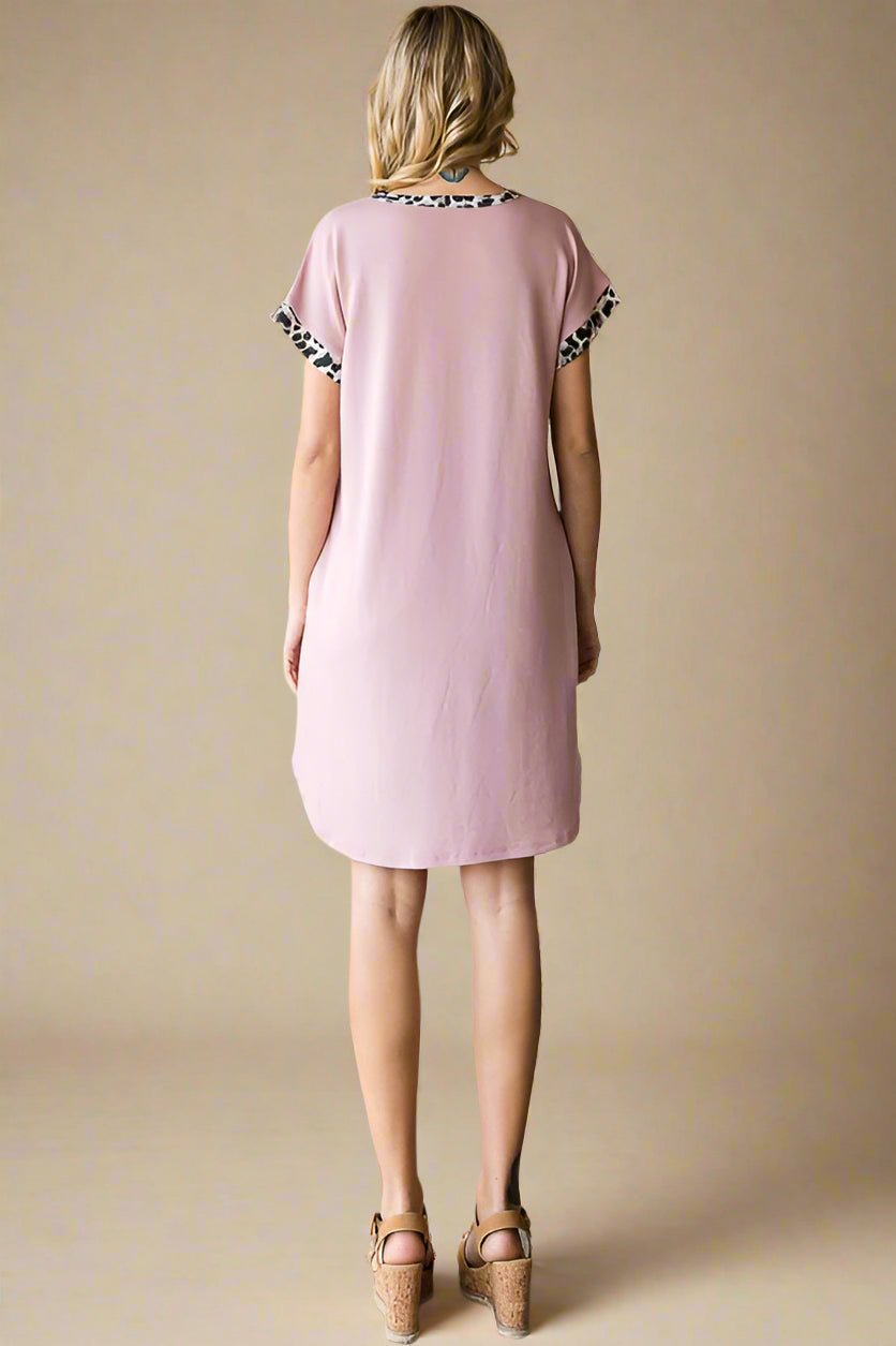 Heimish - Dusty Pink Color Block Mini Tee Dress